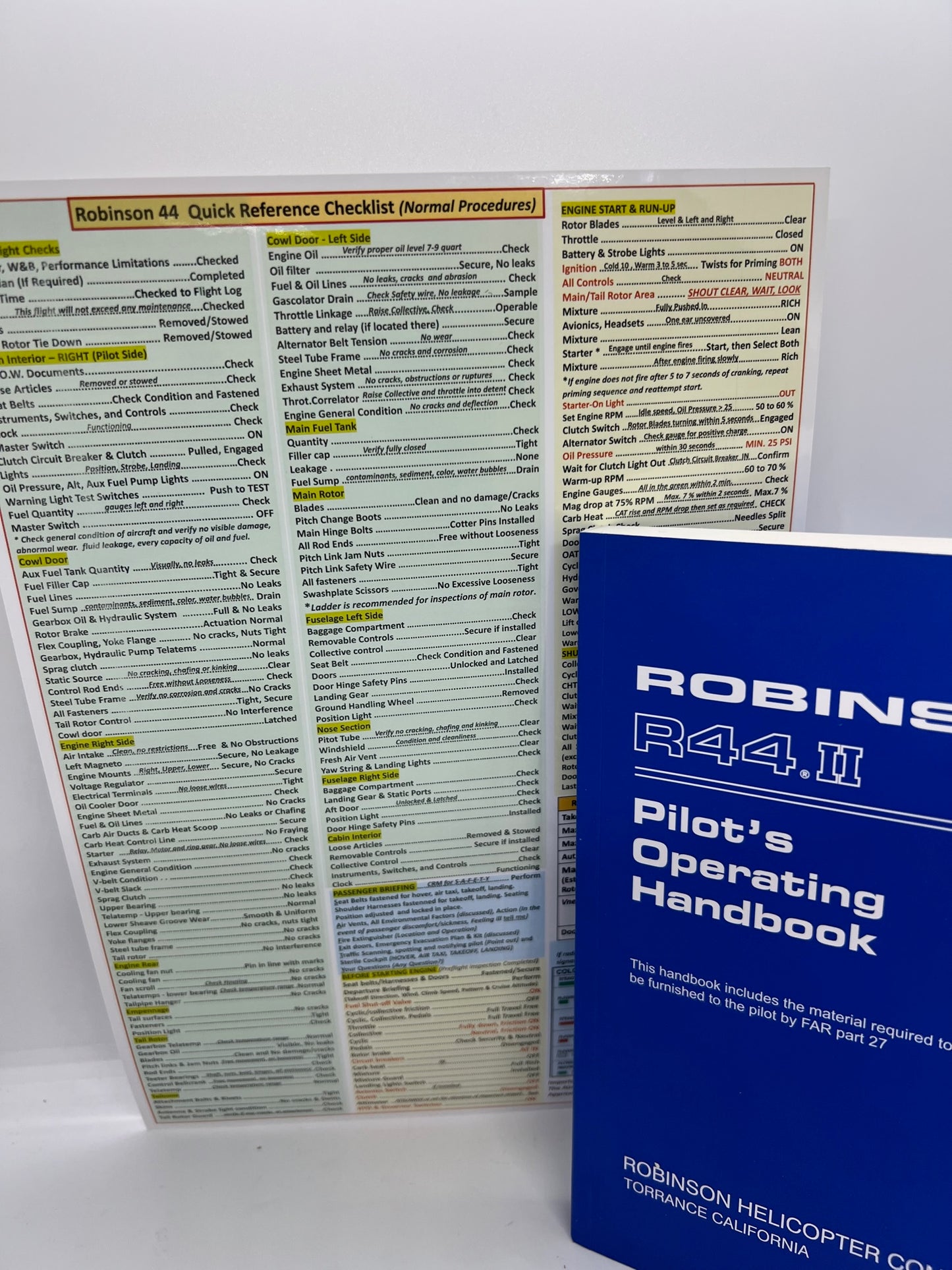 Robinson 44 Helicopter POH & Extended Quick Reference Checklist (QRC), All In One
