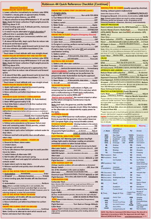 Robinson 44 (R44) Helicopter Flight Training Bundle: 5-Piece, Robinson 44 Extended Quick Reference Checklist, 2-Piece Poster Set, R44 Pilot Operating Handbook (POH),All In One