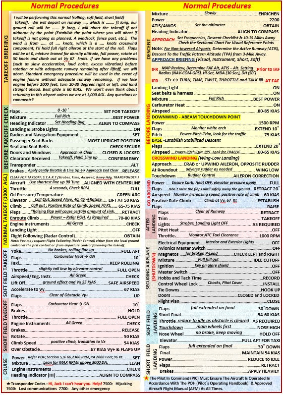 Cessna 152 Universal QRef All In One Checklist for Student Pilots