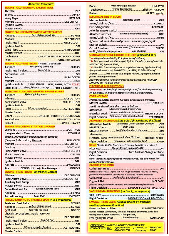 Cessna 152 Universal QRef All In One Checklist for Student Pilots